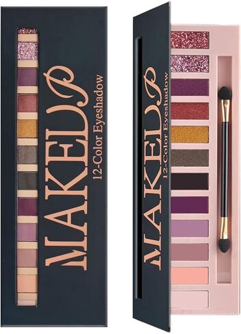 All in One Makeup Kit For Girls 12 Colors Naked Matte Shimme Eyeshadow Palette, Buff Beige Foundation Face Primer, Makeup Brush, Makeup Sponge, Eyebrow Soap, Lipstick Set, Winged Eyeliner Stamp (SetB) in Saudi Arabia
