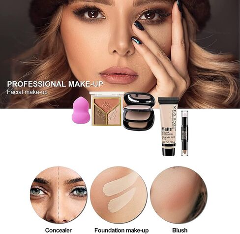 MISS ROSE M All In One Makeup Kit, Kit for Women Full Kit,Multipurpose Women's Sets,Beginners and Professionals Alike,Easy to Carry(Pink） in Saudi Arabia