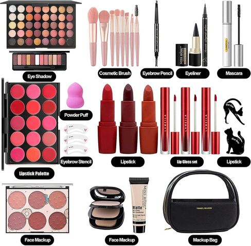MISS ROSE M All In One Makeup Kit for Women Full Kit,Multipurpose Makeup Sets,Beginners and Professionals Alike,Easy to Carry (Black) in Saudi Arabia