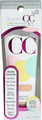 Physicians Formula Super CC+ Cream Color-Correction + Care Cream Full Coverage Foundation, Anti Aging Hydrating Serum, For Uneven Skin Tone, Dermatologist Approved, Light in Saudi Arabia