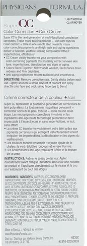 Physicians Formula Super CC+ Cream Color-Correction + Care Cream Full Coverage Foundation, Anti Aging Hydrating Serum, For Uneven Skin Tone, Dermatologist Approved, Light in Saudi Arabia
