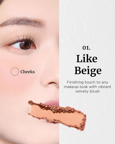 VDL Cheekstain Blusher (02 Bouncing Peach, 0.2oz) - Lightweight Pastel Blush for a Romantic Mood. Velvet Powder Formula, Seamless, Long-Lasting, Natural-Looking Glow | K-beauty in Saudi Arabia