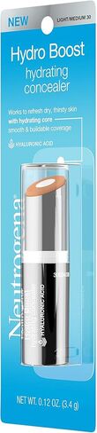 Neutrogena Hydro Boost Hydrating Concealer Stick for Dry Skin, Oil-Free, Lightweight, Non-Greasy and Non-Comedogenic Cover-Up Makeup with Hyaluronic Acid, 10/Fair, 0.12 Oz in Saudi Arabia