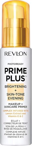 Face Primer by Revlon, PhotoReady Prime Plus Face Makeup for All Skin Types, Blurs & Fills in Fine Lines, Infused with Vitamin C and Lactic Acid, Brightening & Skin Tone Evening, 1 Oz in Saudi Arabia
