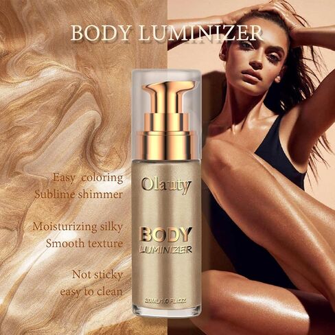 Liquid Illuminator, Firstfly Body Highlighter Makeup Smooth Shimmer Glow Liquid Foundation for Face & Body（#01 Rose Gold） in Saudi Arabia