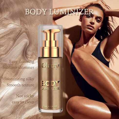 Liquid Illuminator, Firstfly Body Highlighter Makeup Smooth Shimmer Glow Liquid Foundation for Face & Body（#01 Rose Gold） in Kuwait