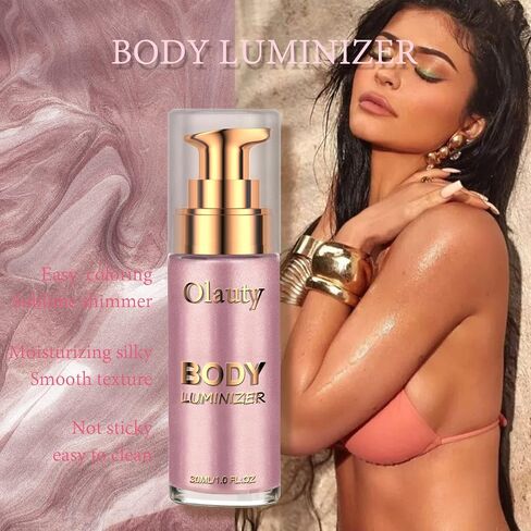 Liquid Illuminator, Firstfly Body Highlighter Makeup Smooth Shimmer Glow Liquid Foundation for Face & Body（#01 Rose Gold） in Kuwait
