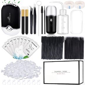 Eyelash Extension Supplies USB Air Conditioning Blower Facial Mister Lash Tweezers Mirror Mascara Brush Lash Shampoo Brush Bottle Silicone Pad Glue Rings Under Eye Gel Pads Micro Applicators Tapes