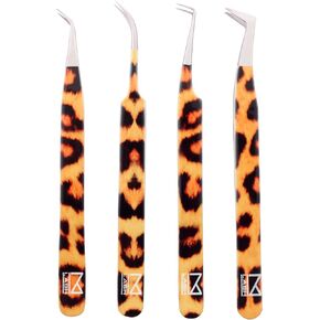 M LASH Tweezers for Eyelash Extensions (Set of 4) - Professional Lash Extension Tweezers - Fiber Tip, Japanese Steel, Diamond Grip Eyelash Extension Tweezer (Luscious Red) in Saudi Arabia