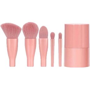 Easy-taken Travel Makeup Brush Set, COSHINE 5pcs Mini Complete Function Cosmetic Brushes Kit (5pcs with holder)