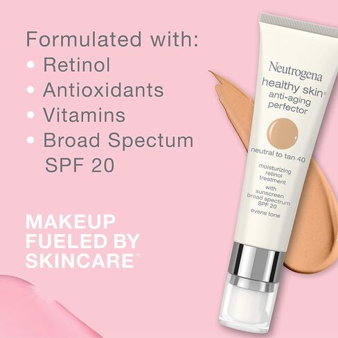Neutrogena Healthy Skin Anti-Aging Perfector Tinted Facial Moisturizer and Retinol Treatment with Broad Spectrum SPF 20 Sunscreen with Titanium Dioxide, 10 Ivory to Fair, 1 fl. oz in Saudi Arabia