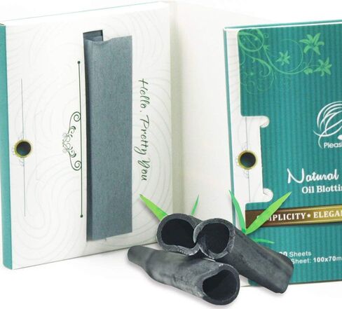 Natural Face Oil Blotting Paper - Bamboo Charcoal 100 Counts, Easy Dispensing Oil Absorbing Sheets, Premium Handy Facial Blotting Papers - Face Skin Care or Beauty Make Up Must Have in Saudi Arabia