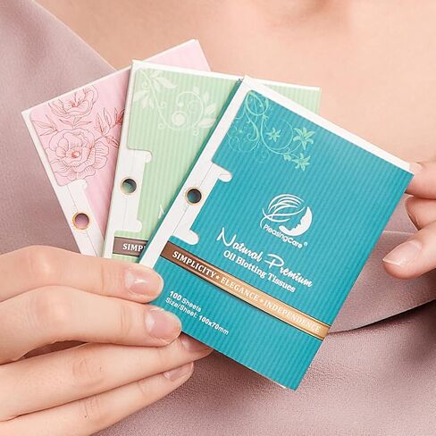 Natural Face Oil Blotting Paper - Bamboo Charcoal 100 Counts, Easy Dispensing Oil Absorbing Sheets, Premium Handy Facial Blotting Papers - Face Skin Care or Beauty Make Up Must Have in Saudi Arabia