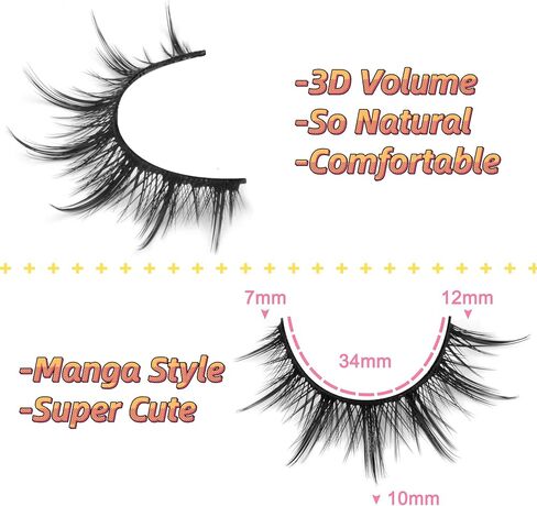 رموش مانغا ذات مظهر طبيعي رموش صناعية رموش أنمي مينك Wispy Fluffy Spiky 3D Volume Eyelashes Pack رموش كورية يابانية آسيوية كوسبلاي تبدو وكأنها مجموعة فردية 7 أزواج من EYDEVRO in Saudi Arabia