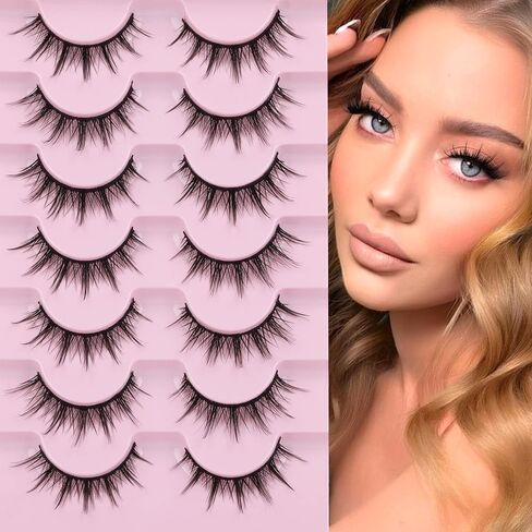 رموش مانغا ذات مظهر طبيعي رموش صناعية رموش أنمي مينك Wispy Fluffy Spiky 3D Volume Eyelashes Pack رموش كورية يابانية آسيوية كوسبلاي تبدو وكأنها مجموعة فردية 7 أزواج من EYDEVRO in Saudi Arabia