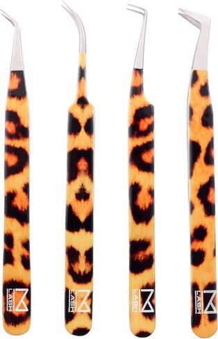 M LASH Tweezers for Eyelash Extensions (Set of 4) - Professional Lash Extension Tweezers - Fiber Tip, Japanese Steel, Diamond Grip Eyelash Extension Tweezer (Luscious Red) in Saudi Arabia