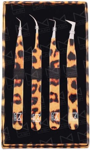 M LASH Tweezers for Eyelash Extensions (Set of 4) - Professional Lash Extension Tweezers - Fiber Tip, Japanese Steel, Diamond Grip Eyelash Extension Tweezer (Luscious Red) in Saudi Arabia