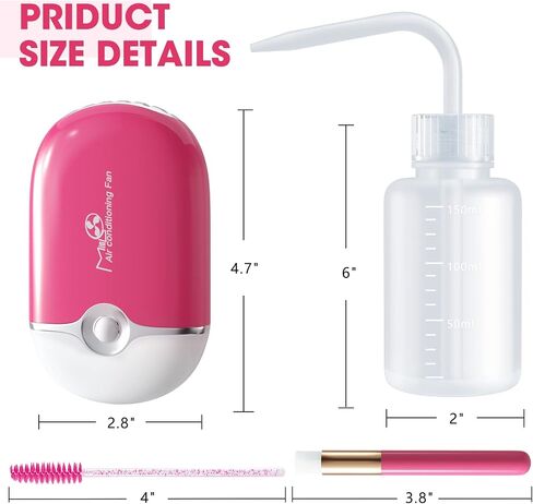 Lash Fan Eyelash Extension Supplies with USB Mini Portable Fans 3 Lash Shampoo Brush 50 Eyelash Mascara Brushes 1 Plastic Wash Bottle for Lash Extension（Black） in Saudi Arabia