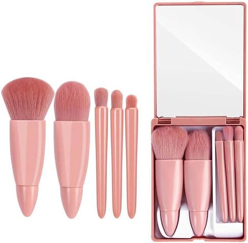 Easy-taken Travel Makeup Brush Set, COSHINE 5pcs Mini Complete Function Cosmetic Brushes Kit (5pcs with holder) in Kuwait
