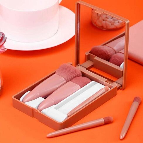 Easy-taken Travel Makeup Brush Set, COSHINE 5pcs Mini Complete Function Cosmetic Brushes Kit (5pcs with holder) in Kuwait