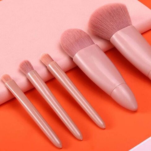 Easy-taken Travel Makeup Brush Set, COSHINE 5pcs Mini Complete Function Cosmetic Brushes Kit (5pcs with holder) in Kuwait