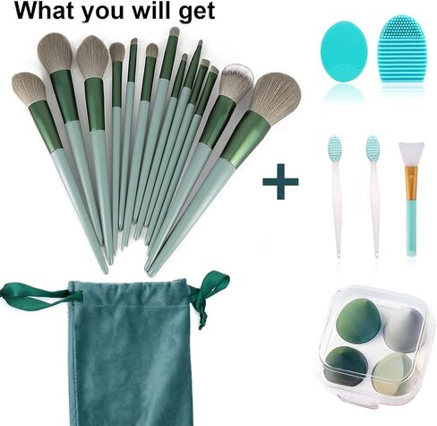 Koccido Makeup Brushes 22 Pcs Makeup Kit,Foundation Brush Eyeshadow Brush Make up Brushes Set (Green, 22 Piece Set Large) in Kuwait