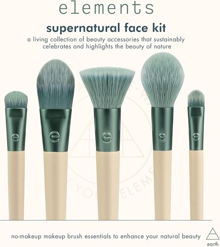 مجموعة فرش مكياج Start The Day بشكل جميل من EcoTools، لظلال العيون وكريم الأساس وأحمر الخدود وخافي العيوب، مع صينية تخزين، دبابيس فرشاة مكياج مناسبة للسفر، صديقة للبيئة، لم يتم الإساءة إلى الحيوانات لتصنيعها، مجموعة مكونة من 6 قطع in Kuwait