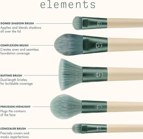 مجموعة فرش مكياج Start The Day بشكل جميل من EcoTools، لظلال العيون وكريم الأساس وأحمر الخدود وخافي العيوب، مع صينية تخزين، دبابيس فرشاة مكياج مناسبة للسفر، صديقة للبيئة، لم يتم الإساءة إلى الحيوانات لتصنيعها، مجموعة مكونة من 6 قطع in Kuwait