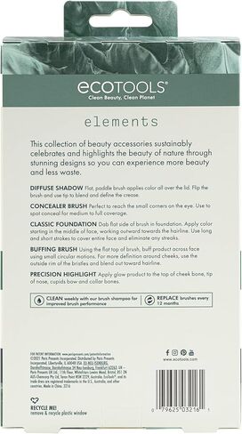 مجموعة فرش مكياج Start The Day بشكل جميل من EcoTools، لظلال العيون وكريم الأساس وأحمر الخدود وخافي العيوب، مع صينية تخزين، دبابيس فرشاة مكياج مناسبة للسفر، صديقة للبيئة، لم يتم الإساءة إلى الحيوانات لتصنيعها، مجموعة مكونة من 6 قطع in Kuwait