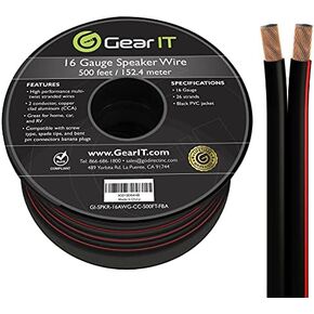 GEARit 16 Gauge Speaker Wire 500FT,16/2 Speaker Cable for Home & Car Audio | Black Speaker Wire 16 Gauge with Foot Markers,Polarity Marked,16 AWG Speaker Wires for DIY Installations(CCA,Black) in Saudi Arabia