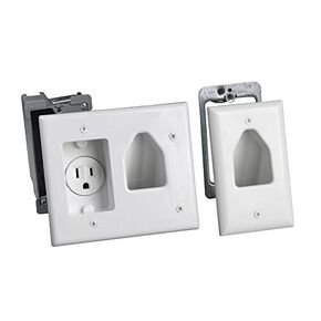 DataComm Electronics Recessed Pro-Power Kit with Straight Blade Inlet & Romex Wire, in-Wall Cable Management for Power & Low-Voltage Cables, DIY-Friendly Cord Hider for Wall-Mounted TV, 1 Receptacle in Kuwait