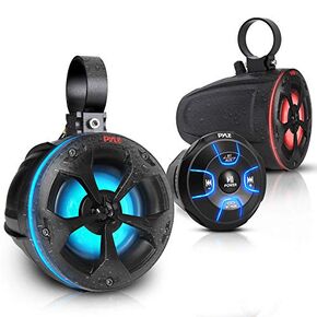 Pyle 2-Way Dual Bluetooth Off-Road Speakers - 4 Inch 800W Marine Waterproof Wakeboard, Full Range Outdoor for ATV, Snow Mobile UTV, Quad, Jeep, Boat PLUTV46BTA, Black