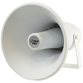 Pyle Indoor Outdoor PA Horn Speaker - 9.4 Inch 30-Watt Power Compact Loud Sound Megaphone w/ 400Hz-10KHz Frequency, 8 Ohm, 70V Transformer, Mounting Bracket - 70V Audio System PHSP30TA (White) in Saudi Arabia