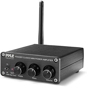 Pyle Bluetooth HiFi Mini Audio Amplifier-Class D Digital Desktop PC Stereo Amplifier Receiver(2 x 100 Watt MAX) Aluminum Diecast- Pyle PDA20BT