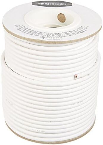 Amazon Basics 12-Gauge Audio Speaker Wire Cable - 99.9% Oxygen-Free Copper, White, 100 Feet in Kuwait