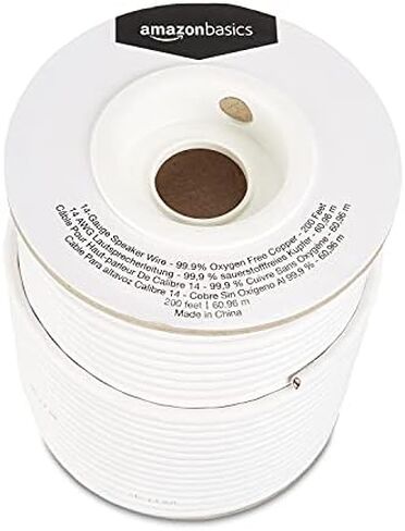 Amazon Basics 12-Gauge Audio Speaker Wire Cable - 99.9% Oxygen-Free Copper, White, 100 Feet in Kuwait