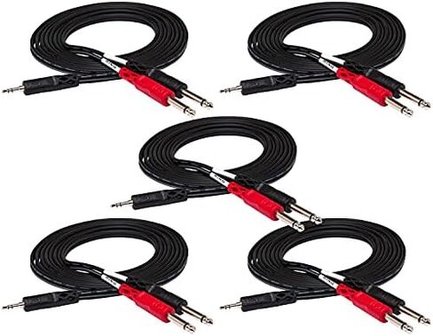 Hosa 3.5mm TRS to 1/4 inch TS Stereo Breakout Cables Bundle (10 Feet, 5 Feet) | Connect Audio Devices to Mixing Consoles in Saudi Arabia