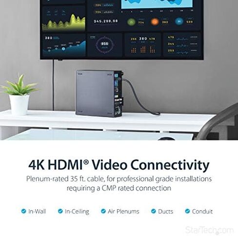 StarTech 25ft Plenum HDMI Cable, 4K 30Hz, 10.2Gbps, Male to Male (HDPMM25) in Kuwait