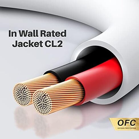 GEARit 16 Gauge Speaker Wire OFC 250 ft,OFC Speaker Wire 16 AWG UL CL2 Rated,16 AWG Copper Wire with Polarity Markings,Speaker Cable for in-Wall Home Theater,School,Church & Commercial Audio(White) in Kuwait