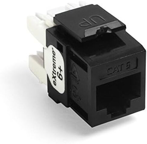Leviton 61110-BE6 Extreme 6+ QuickPort Connector, CAT 6, Black, 25-Pack & 49255-H48 QuickPort Flat Panel, 48-Port, 2RU, Cable Management Bar Included, Black in Saudi Arabia