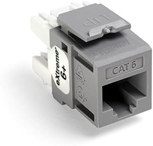Leviton 61110-BE6 Extreme 6+ QuickPort Connector, CAT 6, Black, 25-Pack & 49255-H48 QuickPort Flat Panel, 48-Port, 2RU, Cable Management Bar Included, Black in Saudi Arabia