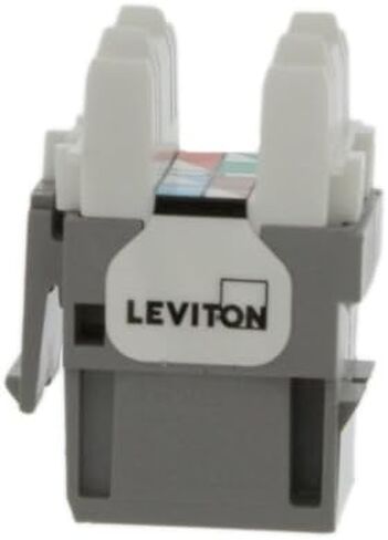 Leviton 61110-BE6 Extreme 6+ QuickPort Connector, CAT 6, Black, 25-Pack & 49255-H48 QuickPort Flat Panel, 48-Port, 2RU, Cable Management Bar Included, Black in Saudi Arabia