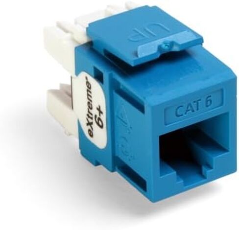 Leviton 61110-BE6 Extreme 6+ QuickPort Connector, CAT 6, Black, 25-Pack & 49255-H48 QuickPort Flat Panel, 48-Port, 2RU, Cable Management Bar Included, Black in Saudi Arabia