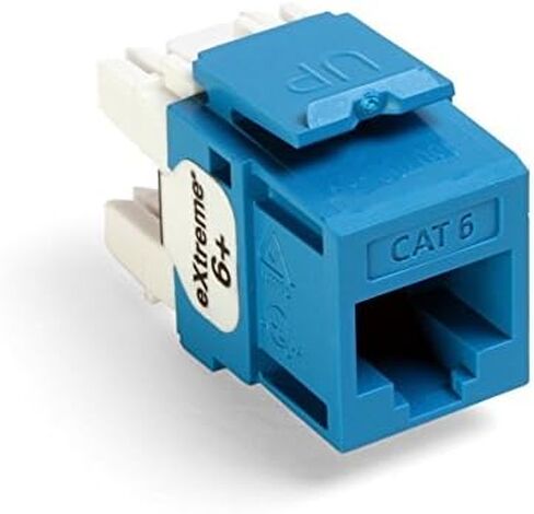 Leviton 61110-BE6 Extreme 6+ QuickPort Connector, CAT 6, Black, 25-Pack & 49255-H48 QuickPort Flat Panel, 48-Port, 2RU, Cable Management Bar Included, Black in Saudi Arabia