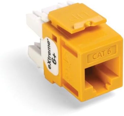 Leviton 61110-BE6 Extreme 6+ QuickPort Connector, CAT 6, Black, 25-Pack & 49255-H48 QuickPort Flat Panel, 48-Port, 2RU, Cable Management Bar Included, Black in Saudi Arabia