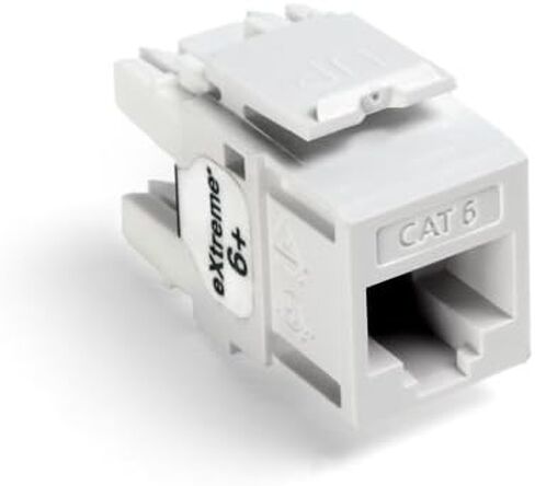 Leviton 61110-BE6 Extreme 6+ QuickPort Connector, CAT 6, Black, 25-Pack & 49255-H48 QuickPort Flat Panel, 48-Port, 2RU, Cable Management Bar Included, Black in Saudi Arabia
