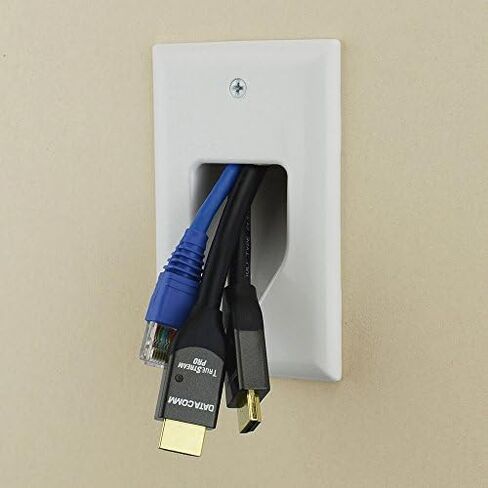 DATA COMM Hole Saw Brush Wall Plate - 2x2 In Wall Cable Management Plate to Hide Low Voltage Cables - Low Profile Recessed Cable Plate for Cable Pass Through – Hide TV Wires Behind the Wall, XX-Large, Black in Saudi Arabia