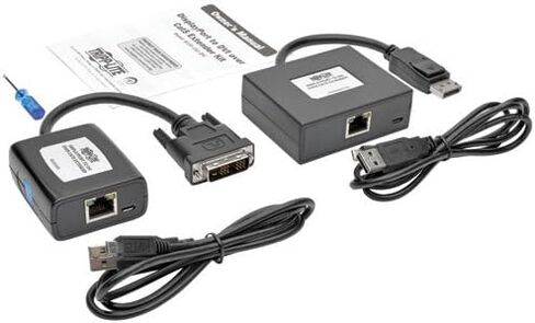 Tripp Lite DisplayPort to DVI Over Cat5/6 Active Extender Kit, Pigtail-Style Transmitter & Receiver, Video/Audio, 1080/60p, Up to 125-ft. (B150-1A1-DVI),Black in Saudi Arabia