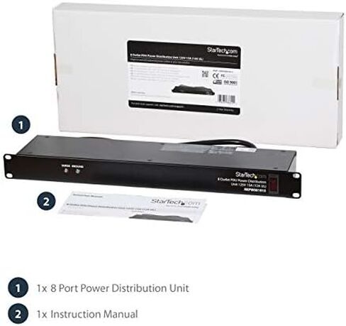 StarTech.com 8 Outlet Horizontal 1U Rack Mount PDU Power Strip & TRENDnet 24-Port Blank Keystone 1U Patch Panel, 1U 19" Metal Rackmount Housing, Recommended with TC-K25C6 & TC-K50C6 in Saudi Arabia