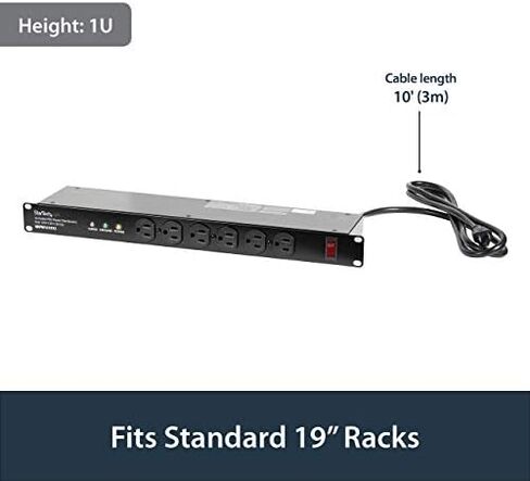 StarTech.com 8 Outlet Horizontal 1U Rack Mount PDU Power Strip & TRENDnet 24-Port Blank Keystone 1U Patch Panel, 1U 19" Metal Rackmount Housing, Recommended with TC-K25C6 & TC-K50C6 in Saudi Arabia